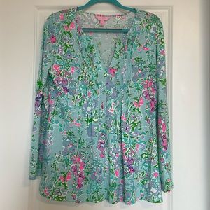 Lilly Pulitzer Long Sleeve Top - Blue / Floral Pattern